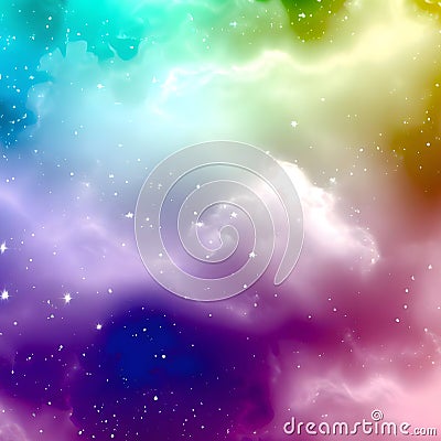 Mysterious colorful space background with galaxy and stars Ai generated image Stock Photo