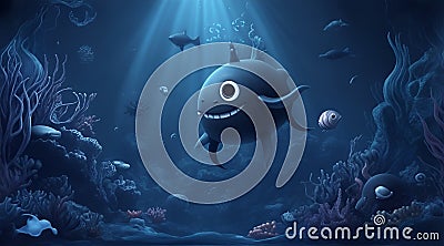 mysterious deep sea creatures floating around, AI Generative Stock Photo