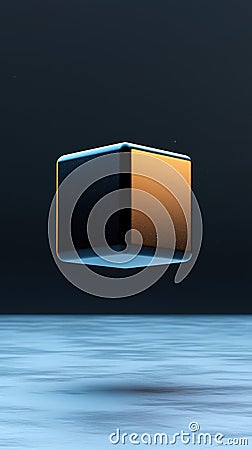 Mysterious Floating Cube in a Digital Space with Unique Textures Stock Photo