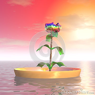 A mysterious flower like a rose Cartoon Illustration