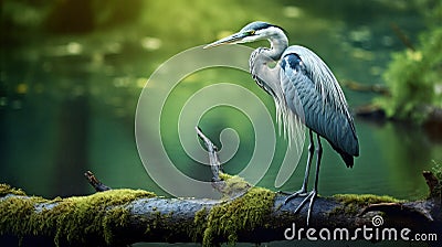 Mysterious Heron On Wood Branch - Hd Desktop Wallpaper Stock Photo