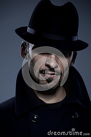 Mysterious man retro portrait Stock Photo