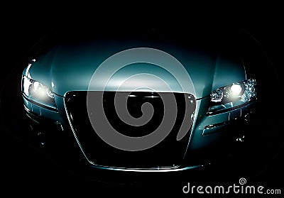 Mysterious modern car in the shadows Stock Photo