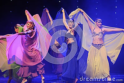 The mysterious oriental women-Turkey belly dance-the Austria's world Dance Editorial Stock Photo