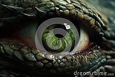 Mysterious Reptilian eye closeup colorful. Generate Ai Stock Photo