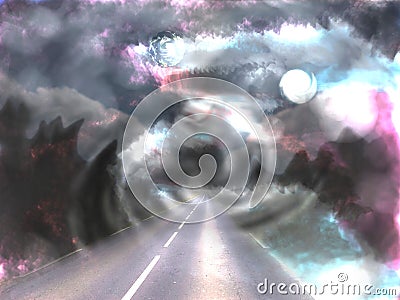 Mysterious road in the abstract world Stock Photo