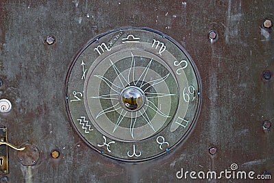 A mysterious rune like symbol on a door at the Norman Lockyer Observatory near Sidmouth Devon Stock Photo