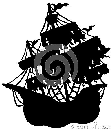Mysterious ship silhouette Vector Illustration
