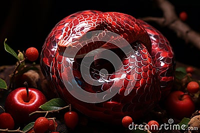 Mysterious Snake apple sin temptation. Generate ai Stock Photo