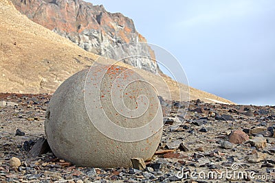 Mysterious stones of Champ Island in Arctic Stock Photo