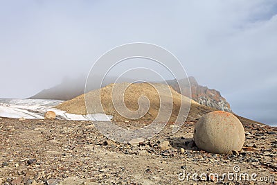 Mysterious stones of Champ Island in Arctic Stock Photo