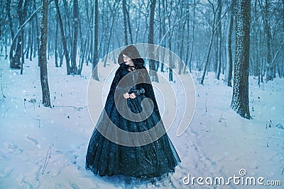 Mysterious woman in black Stock Photo