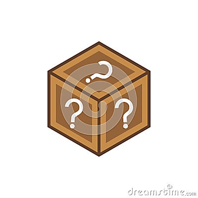 Mystery box icon vector. random loot box flat vector icon for games and apps Vector Illustration