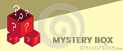 Mystery box or random loot box and gift box for web banner Vector Illustration