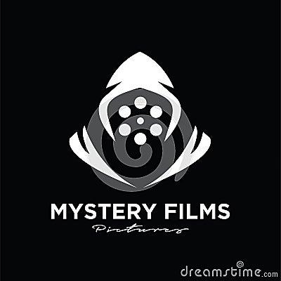 Mystery Films Studio Movie Video Cinema Cinematography Film Production logo design vector icon illustration Vector Illustration