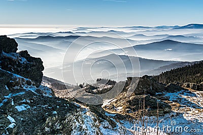 Mystery mountains in the winter Stock Photo