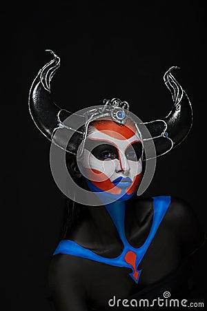 Mystery portrait of female faun Stock Photo