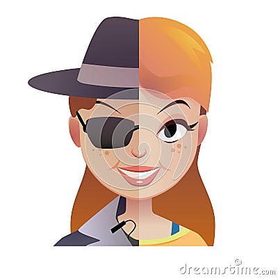 Mystery secret shopper woman half of the face Vector Illustration