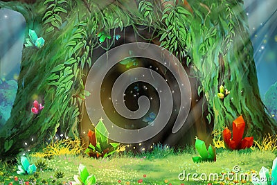 Mystery Tree Hole. Video Games Digital CG Artwork Stock Photo