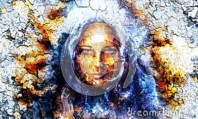 Mystic face women, with structure crackle Stock Photo