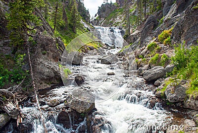 Mystic Falls, along the Little Firehole River, Yellowstone National Park Stock Photo