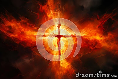 Mystic Flames: Modern Cross Design. Stock Photo