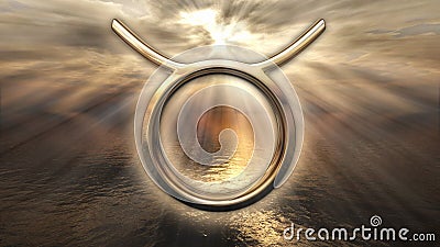 Mystic golden zodiac horoscope Taurus symbol. 3D rendering Stock Photo