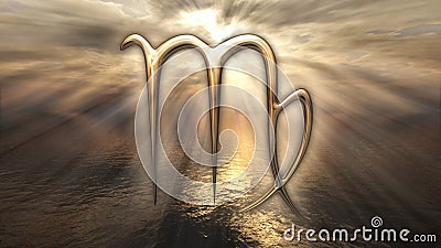 Mystic golden zodiac horoscope Virgo symbol. 3D rendering Stock Photo