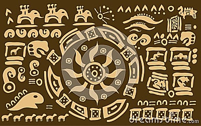 Mystic Mayan symbols Vector Illustration