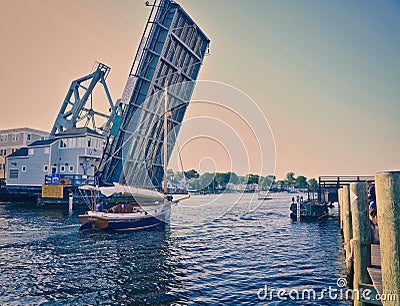 Mystic River Bascule Bridge Connecticut Editorial Stock Photo