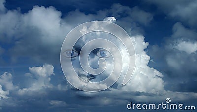 Mystic face in clouds Stock Photo