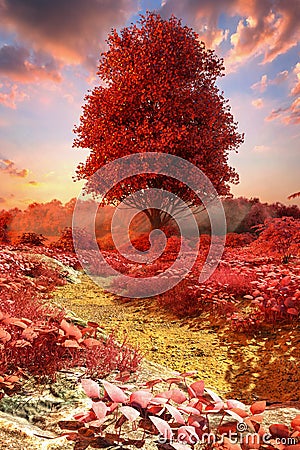 A mystical autumnal landscape Stock Photo