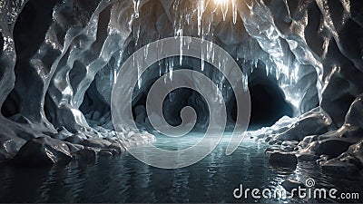 Mystical 3D Cave: Seamless Background Wallpaper Stock Photo