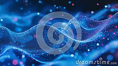 Mystical dark blue space with digital code streams and binary numbers Stock Photo