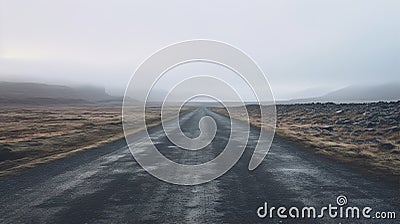 Mystical Desert Road In Iceland: Atmospheric Installations And Romantic Scenery Stock Photo