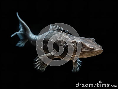 The Mystical Display of the Axolotl in Freshwater Stock Photo