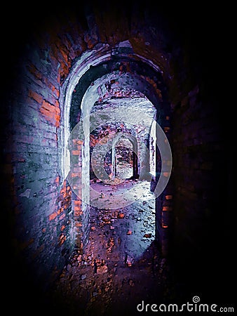 Mystical door in old fort. Stock Photo