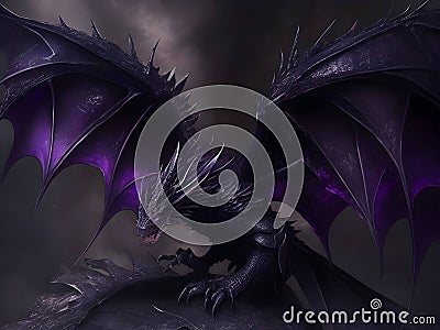 Mystical Enchantment: Elevate Your Space with Striking Dark Dragon Wing Prints Stock Photo