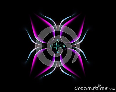 Mystical fairy neon glowing flower Stock Photo