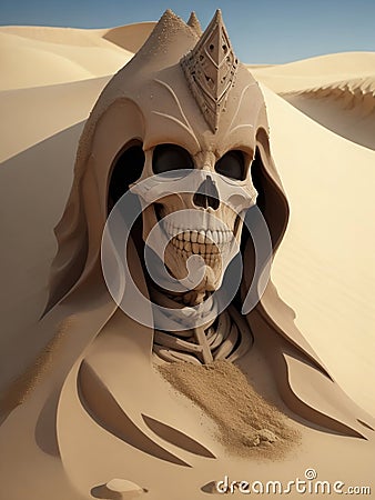 Magical wizard skull made of desert sand Stock Photo