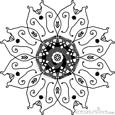 Mystical flying flower blossom mandala Vector Illustration