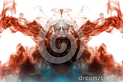 Mystical ghostly smoke pattern on a white background depicting several abstract images - the head of the alien Stock Photo