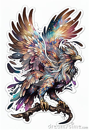 Mystical griffin on white background. AI Generated Stock Photo