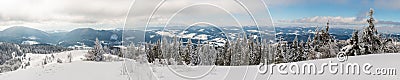 Mystical halo view at the ski slopes of mountain Stock Photo