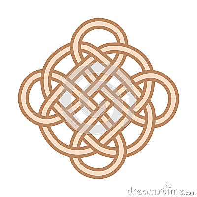 Mystical knot of longevity and health, a sign of good luck Feng Shui, infinity knot, health symbol tattoo. Vector Illustration