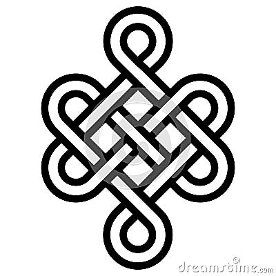 Mystical knot of longevity and health, sign good luck Feng Shui, vector the infinity knot, health symbol tattoo Vector Illustration
