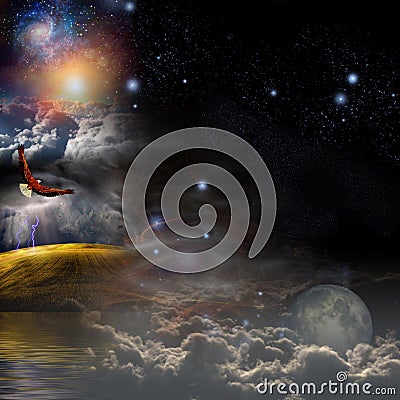 Mystical Landscape Composition Stock Photo