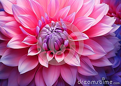 Mystical Magnificence: A Stunning Closeup of a Giant Dahlia's Re Stock Photo