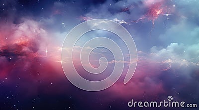 Mystical Nebulas and Twinkling Stars in a Vibrant Cosmic Dreamscape - Generative AI Stock Photo