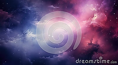 Mystical Nebulas and Twinkling Stars in a Vibrant Cosmic Dreamscape - Generative AI Stock Photo
